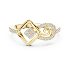 Sabrina Lab Grown Diamond Square and Spiral Link Ring with Pavé Band