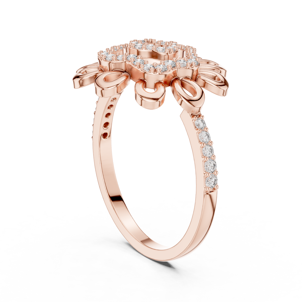 Helena Lab Grown Diamond Sunflower Daisy Statement Ring with Spiral Pavé Centre