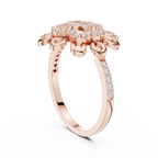 Helena Lab Grown Diamond Sunflower Daisy Statement Ring with Spiral Pavé Centre