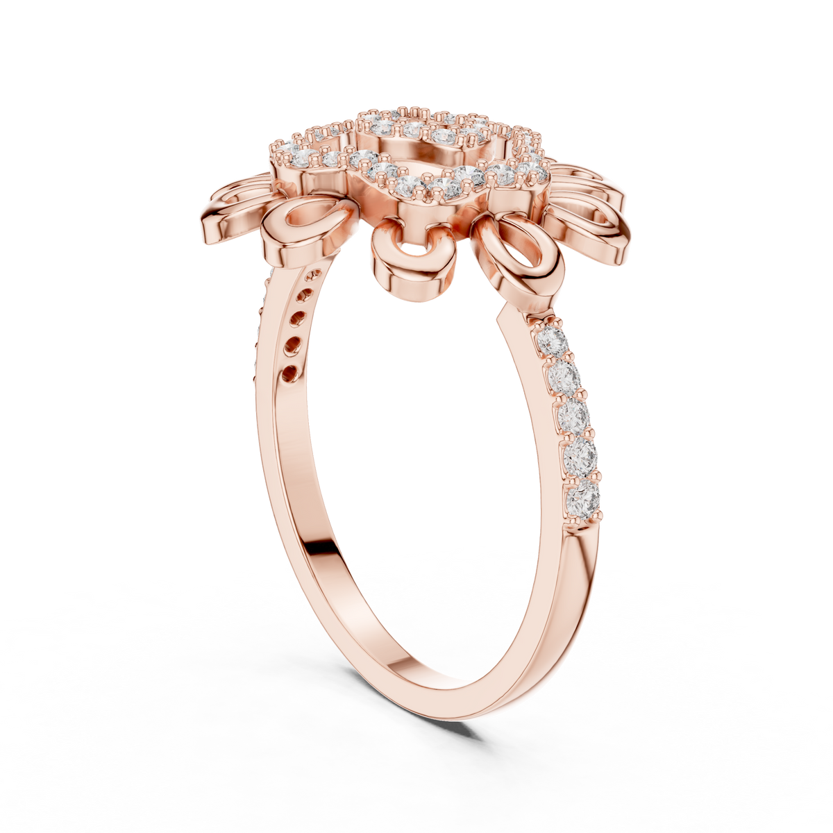 Helena Lab Grown Diamond Sunflower Daisy Statement Ring with Spiral Pavé Centre