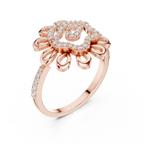 Helena Lab Grown Diamond Sunflower Daisy Statement Ring with Spiral Pavé Centre