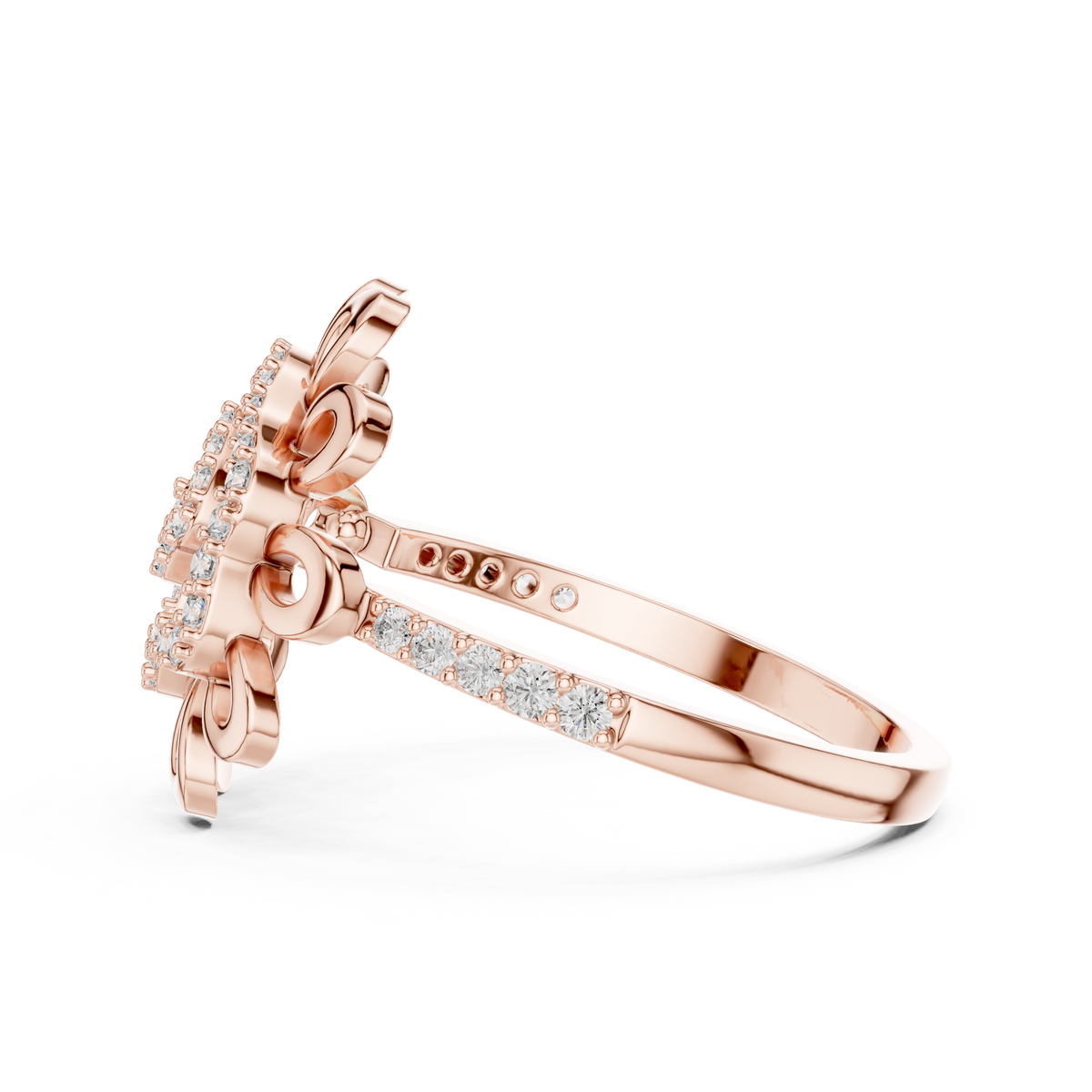 Helena Lab Grown Diamond Sunflower Daisy Statement Ring with Spiral Pavé Centre