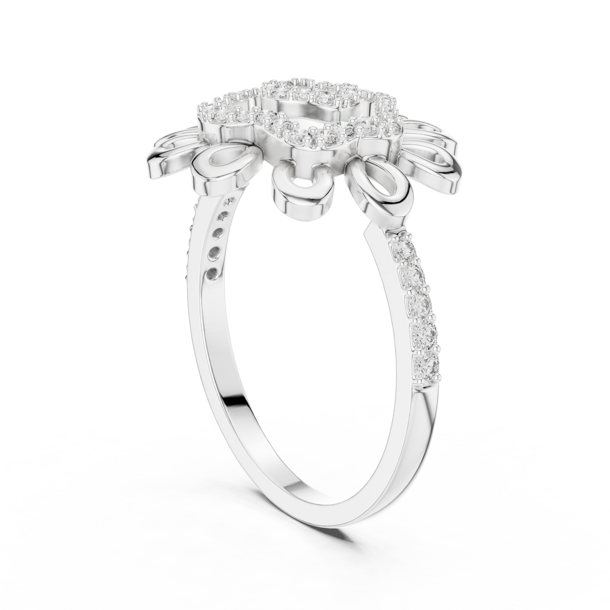 Helena Lab Grown Diamond Sunflower Daisy Statement Ring with Spiral Pavé Centre