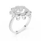 Helena Lab Grown Diamond Sunflower Daisy Statement Ring with Spiral Pavé Centre