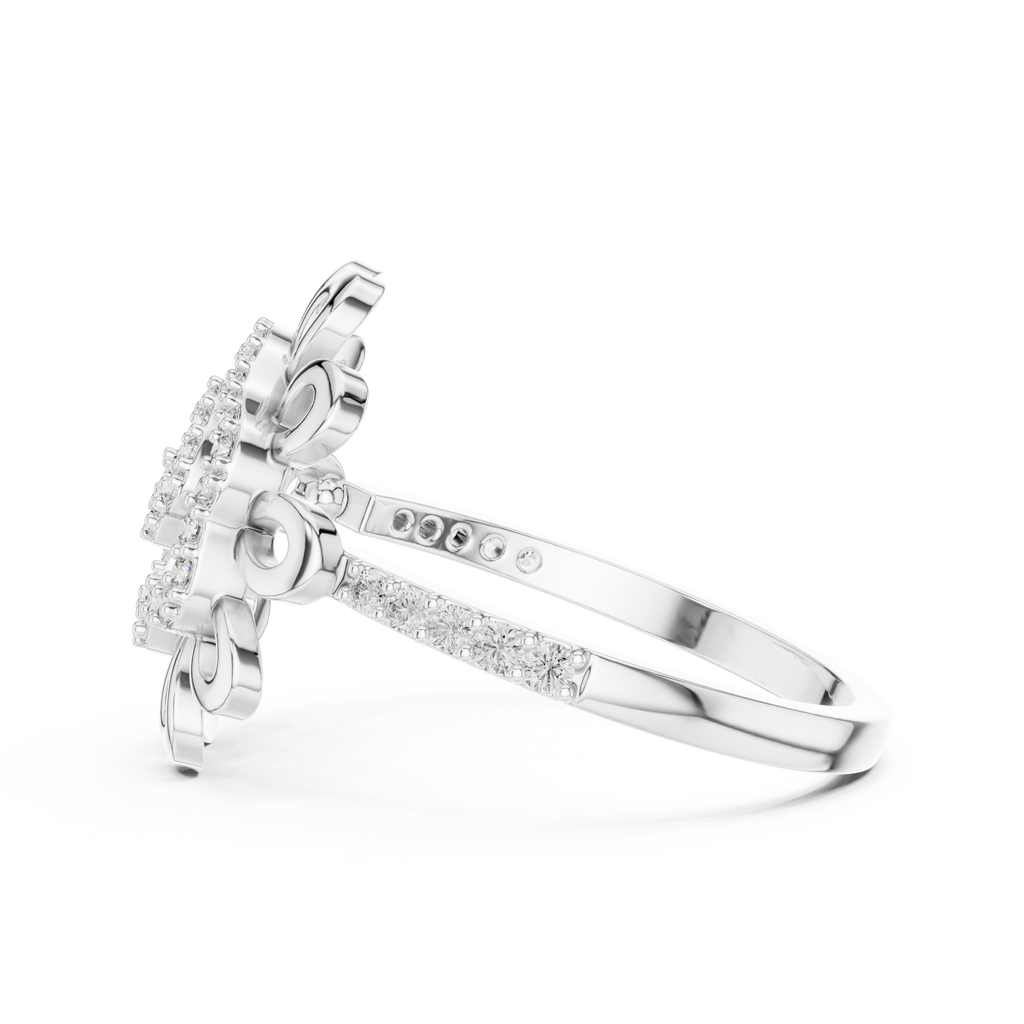 Helena Lab Grown Diamond Sunflower Daisy Statement Ring with Spiral Pavé Centre