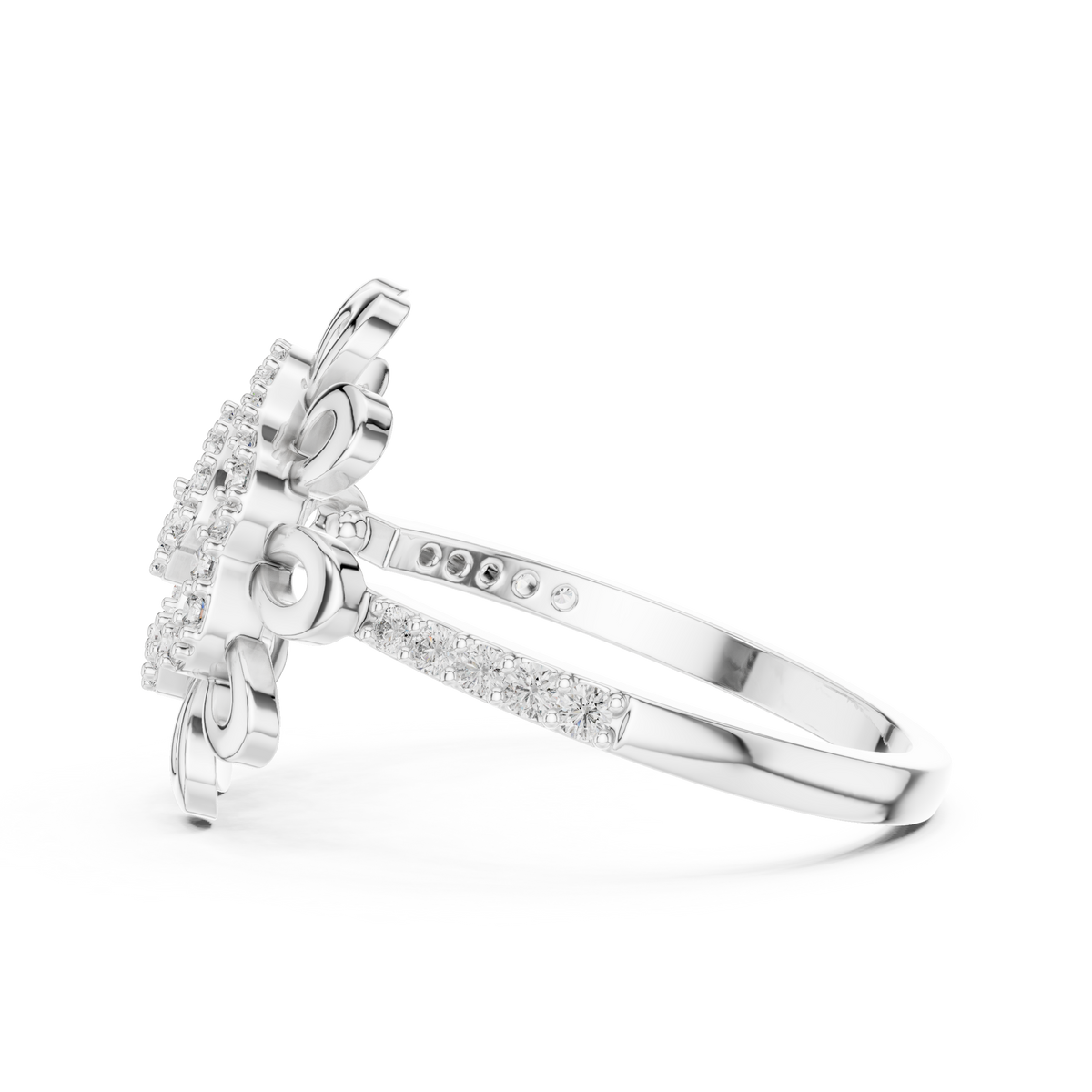 Helena Lab Grown Diamond Sunflower Daisy Statement Ring with Spiral Pavé Centre
