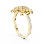 Helena Lab Grown Diamond Sunflower Daisy Statement Ring with Spiral Pavé Centre