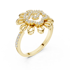 Helena Lab Grown Diamond Sunflower Daisy Statement Ring with Spiral Pavé Centre