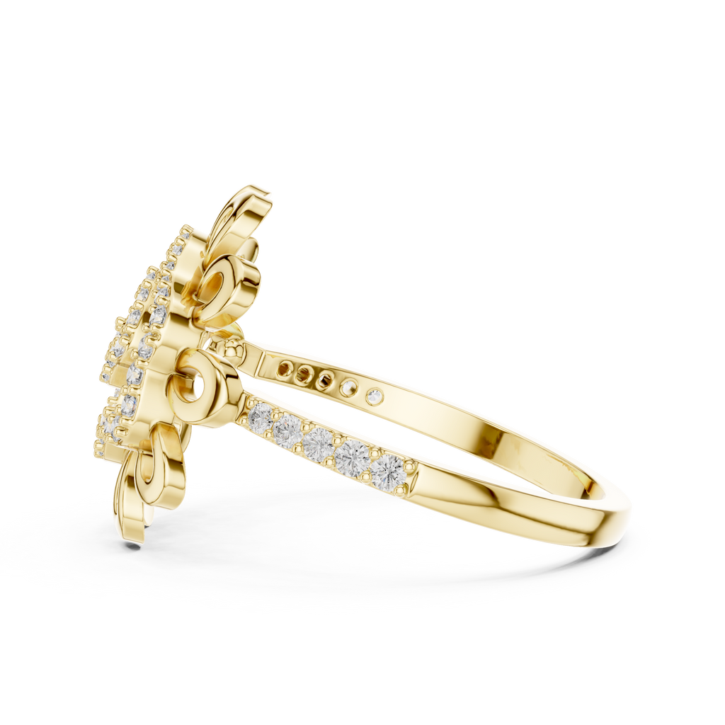 Helena Lab Grown Diamond Sunflower Daisy Statement Ring with Spiral Pavé Centre