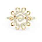 Helena Lab Grown Diamond Sunflower Daisy Statement Ring with Spiral Pavé Centre