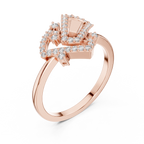 Valentina Lab Grown Diamond Interlocking Heart Link Ring with Pavé Diamonds