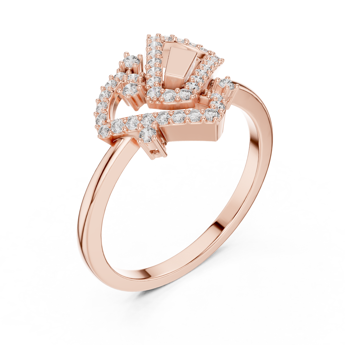 Valentina Lab Grown Diamond Interlocking Heart Link Ring with Pavé Diamonds