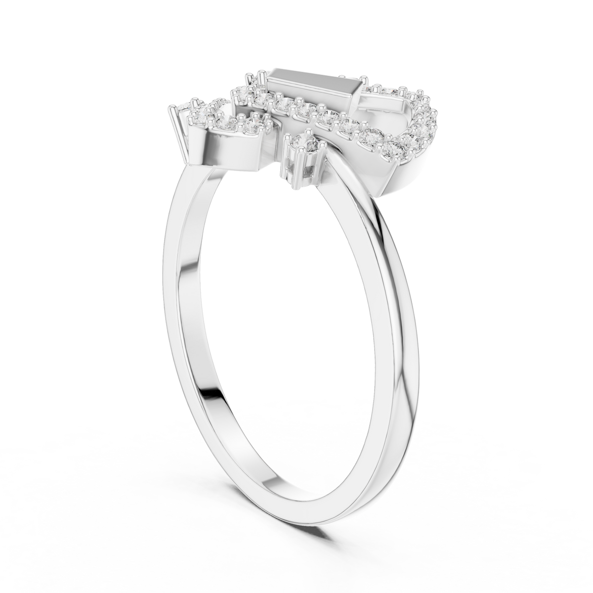 Valentina Lab Grown Diamond Interlocking Heart Link Ring with Pavé Diamonds