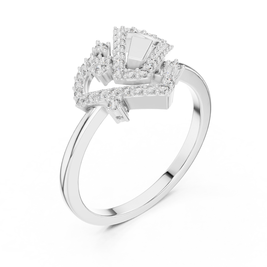 Valentina Lab Grown Diamond Interlocking Heart Link Ring with Pavé Diamonds