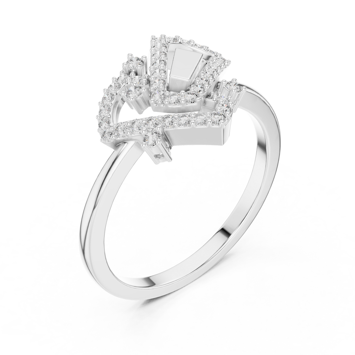 Valentina Lab Grown Diamond Interlocking Heart Link Ring with Pavé Diamonds