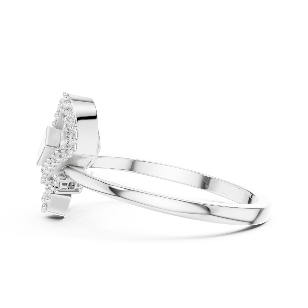 Valentina Lab Grown Diamond Interlocking Heart Link Ring with Pavé Diamonds