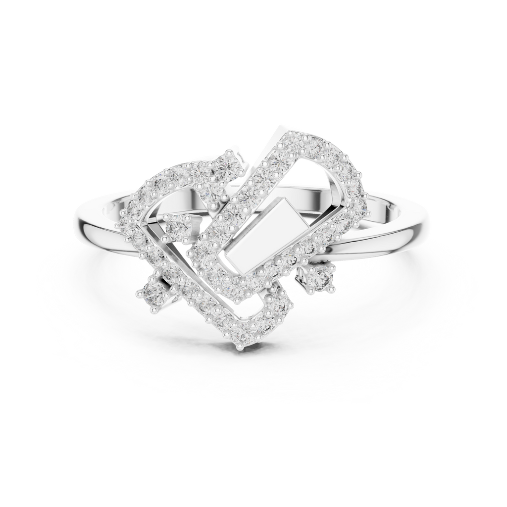 Valentina Lab Grown Diamond Interlocking Heart Link Ring with Pavé Diamonds
