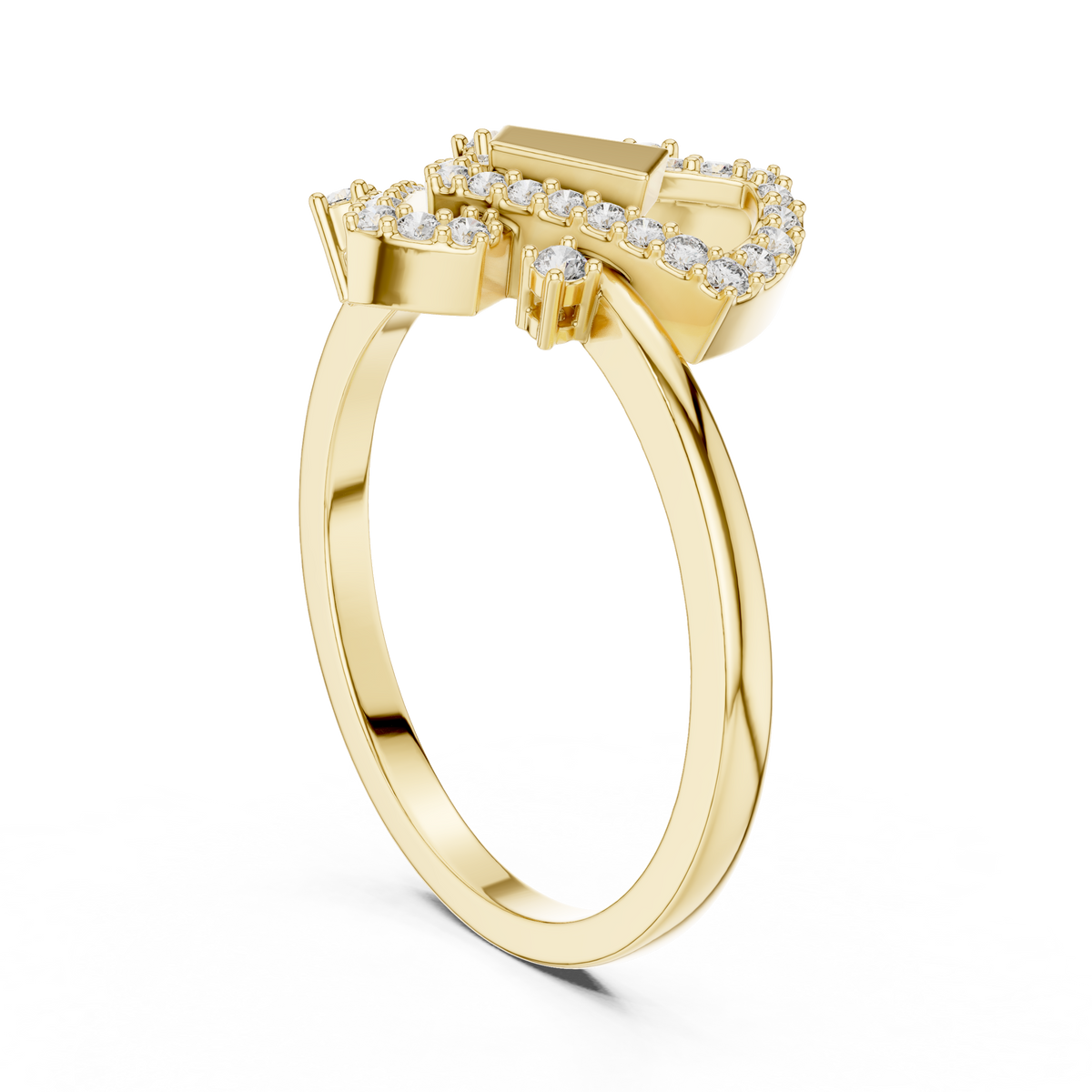 Valentina Lab Grown Diamond Interlocking Heart Link Ring with Pavé Diamonds