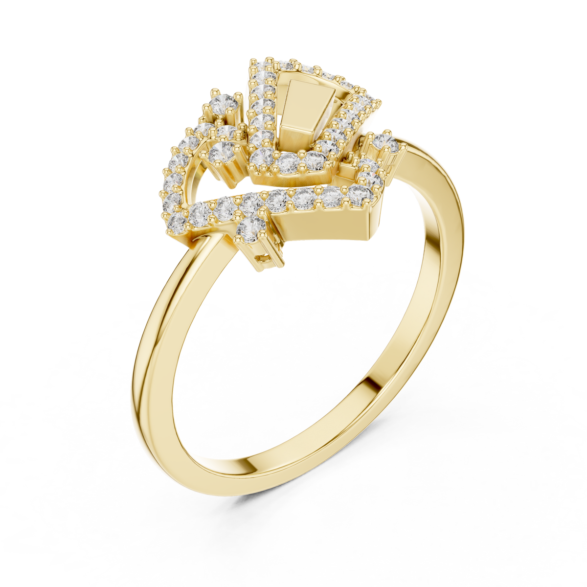 Valentina Lab Grown Diamond Interlocking Heart Link Ring with Pavé Diamonds