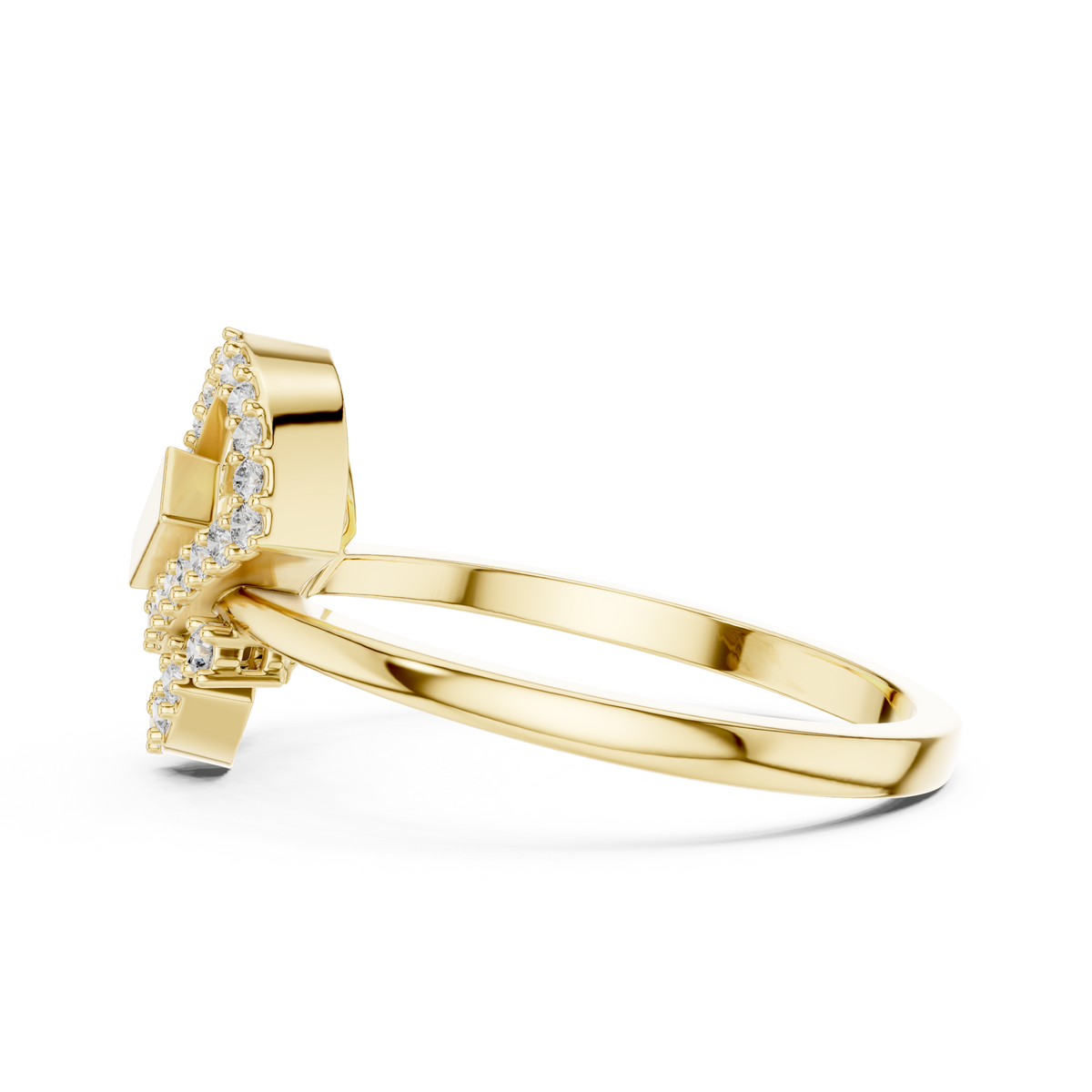 Valentina Lab Grown Diamond Interlocking Heart Link Ring with Pavé Diamonds