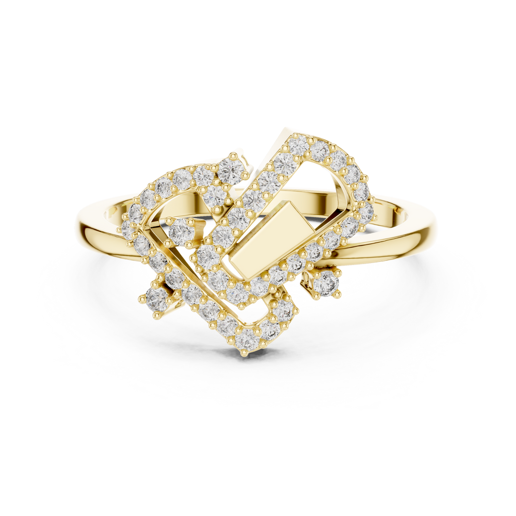 Valentina Lab Grown Diamond Interlocking Heart Link Ring with Pavé Diamonds