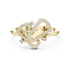 Valentina Lab Grown Diamond Interlocking Heart Link Ring with Pavé Diamonds