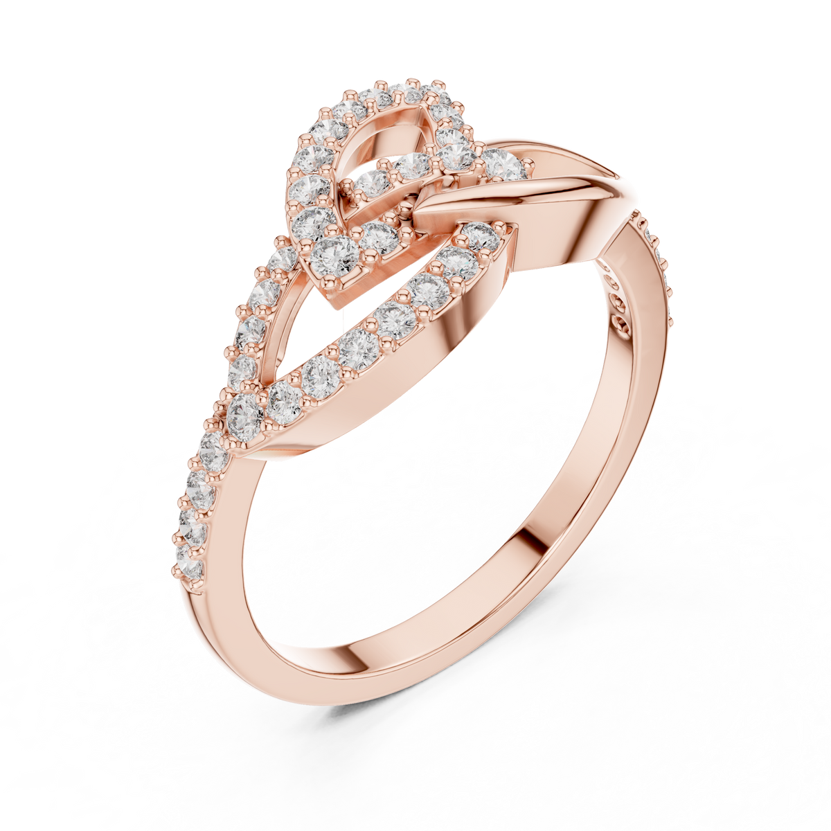Ariana Lab Grown Diamond Interwoven Leaf Loop Ring with Pavé Band