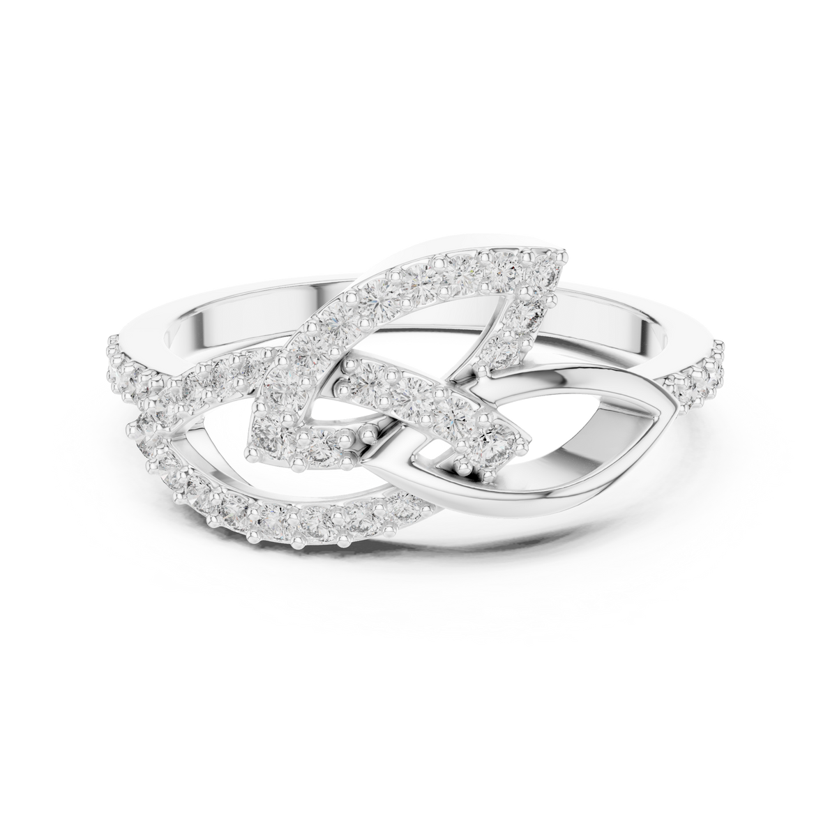 Ariana Lab Grown Diamond Interwoven Leaf Loop Ring with Pavé Band