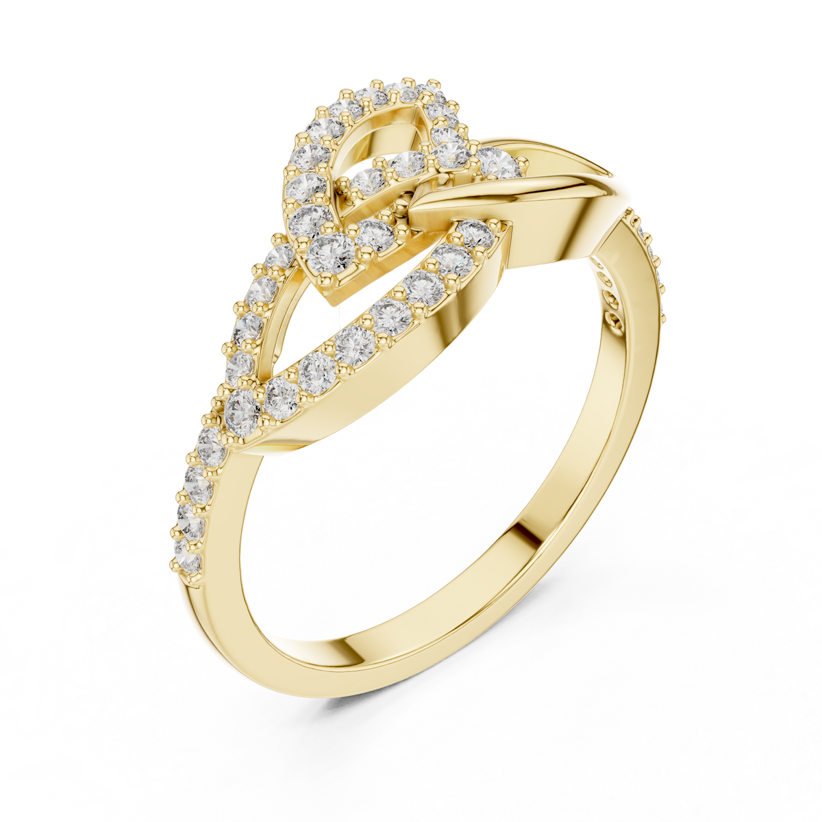 Ariana Lab Grown Diamond Interwoven Leaf Loop Ring with Pavé Band