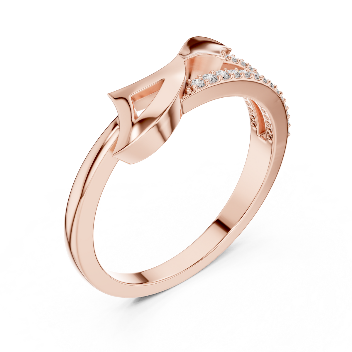 Ribbelle Sculpted Ribbon Split Shank Lab Grown Diamond Ring