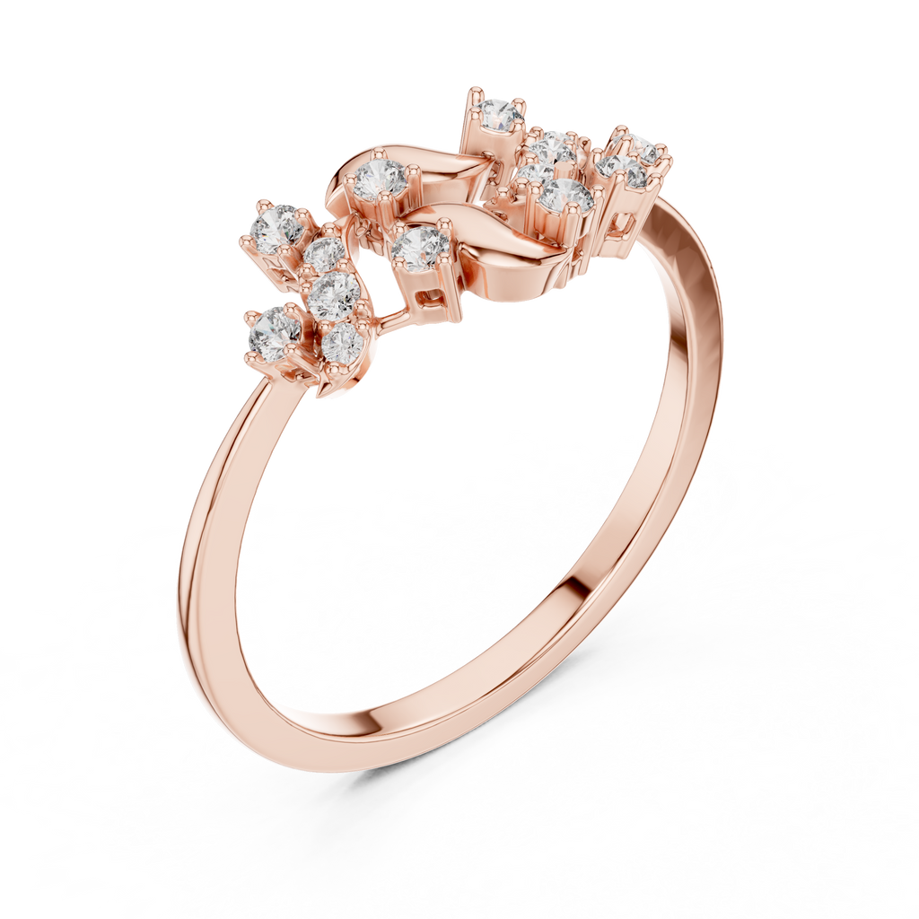 Twigelle Scattered Diamond Leaf Branch Lab Grown Diamond Ring