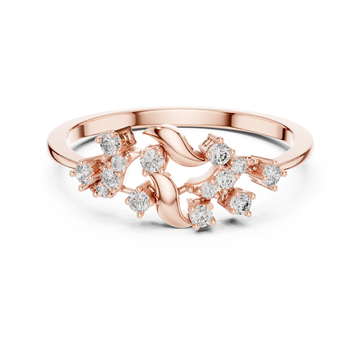Twigelle Scattered Diamond Leaf Branch Lab Grown Diamond Ring