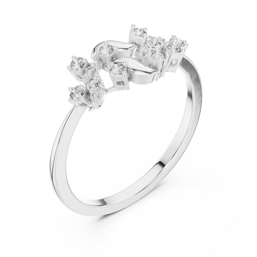 Twigelle Scattered Diamond Leaf Branch Lab Grown Diamond Ring