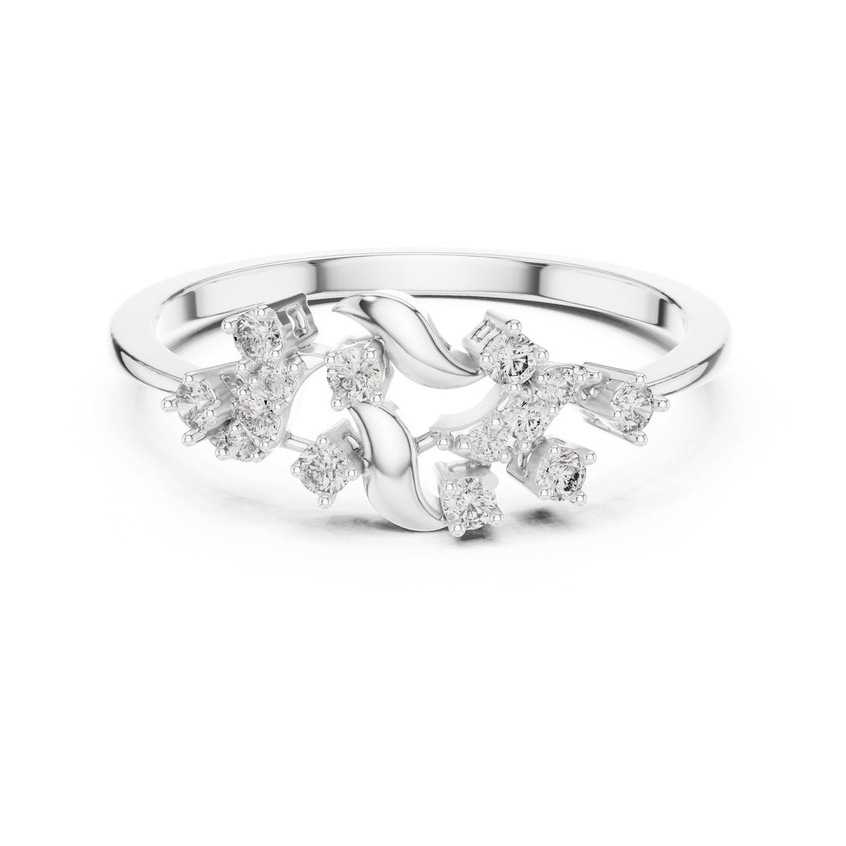 Twigelle Scattered Diamond Leaf Branch Lab Grown Diamond Ring