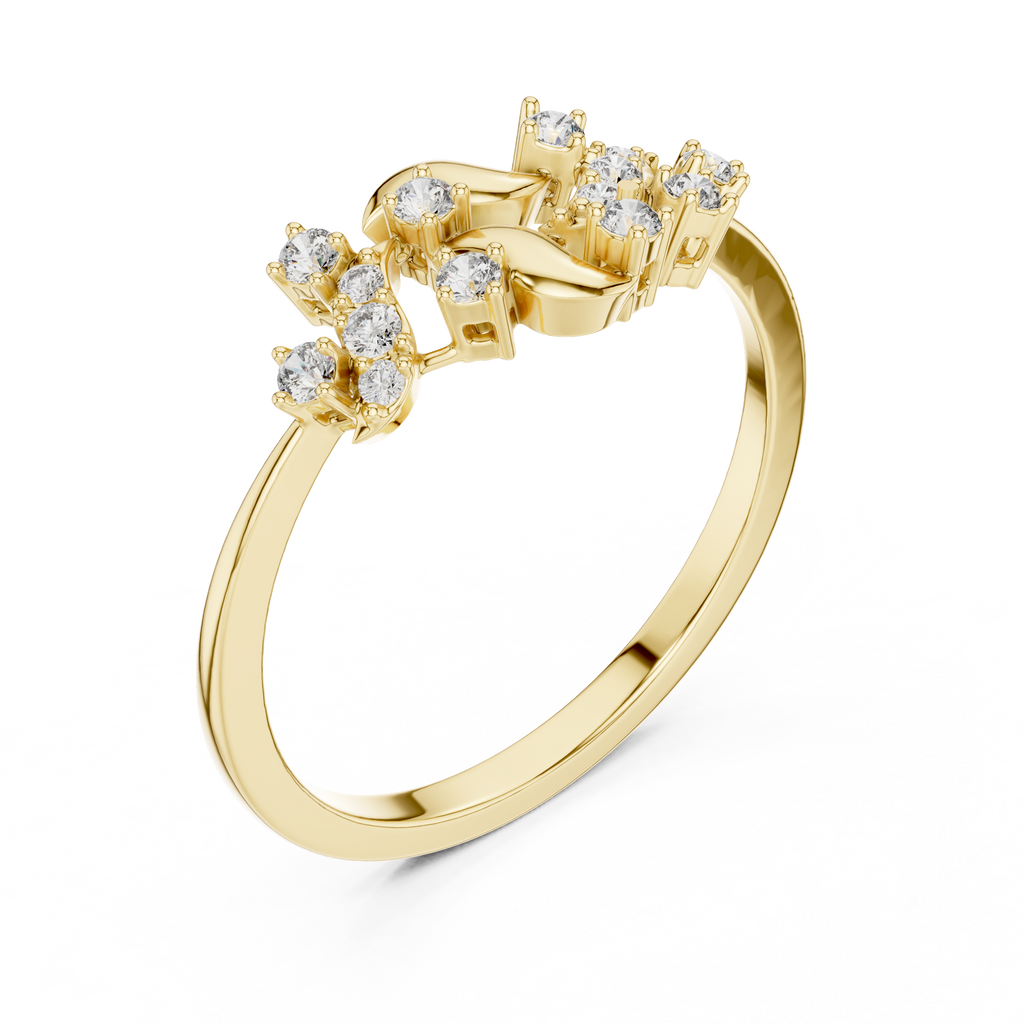 Twigelle Scattered Diamond Leaf Branch Lab Grown Diamond Ring