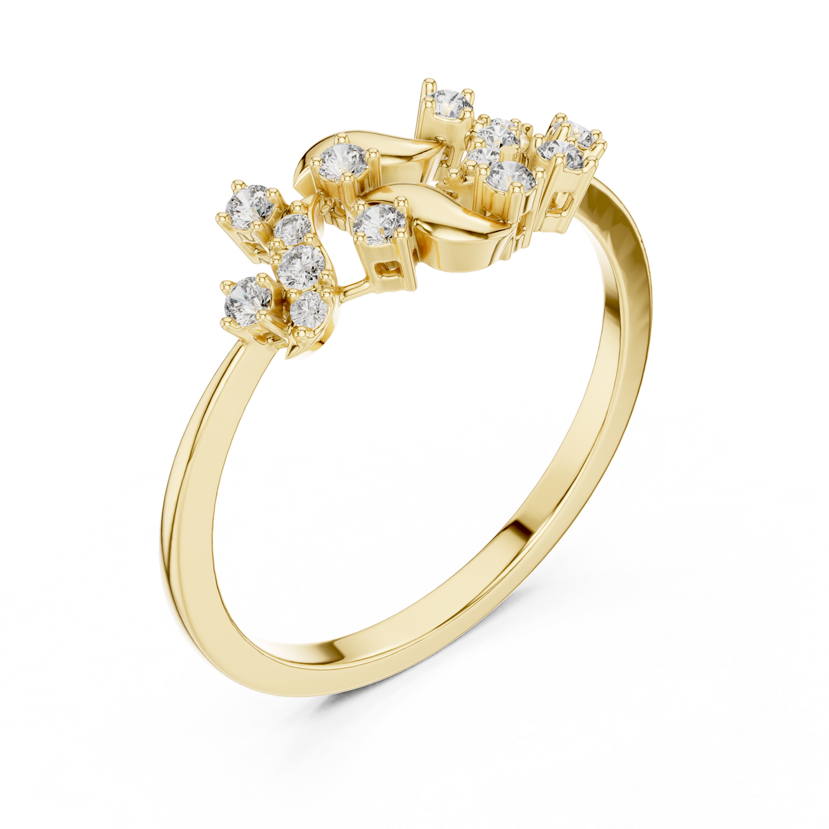 Twigelle Scattered Diamond Leaf Branch Lab Grown Diamond Ring