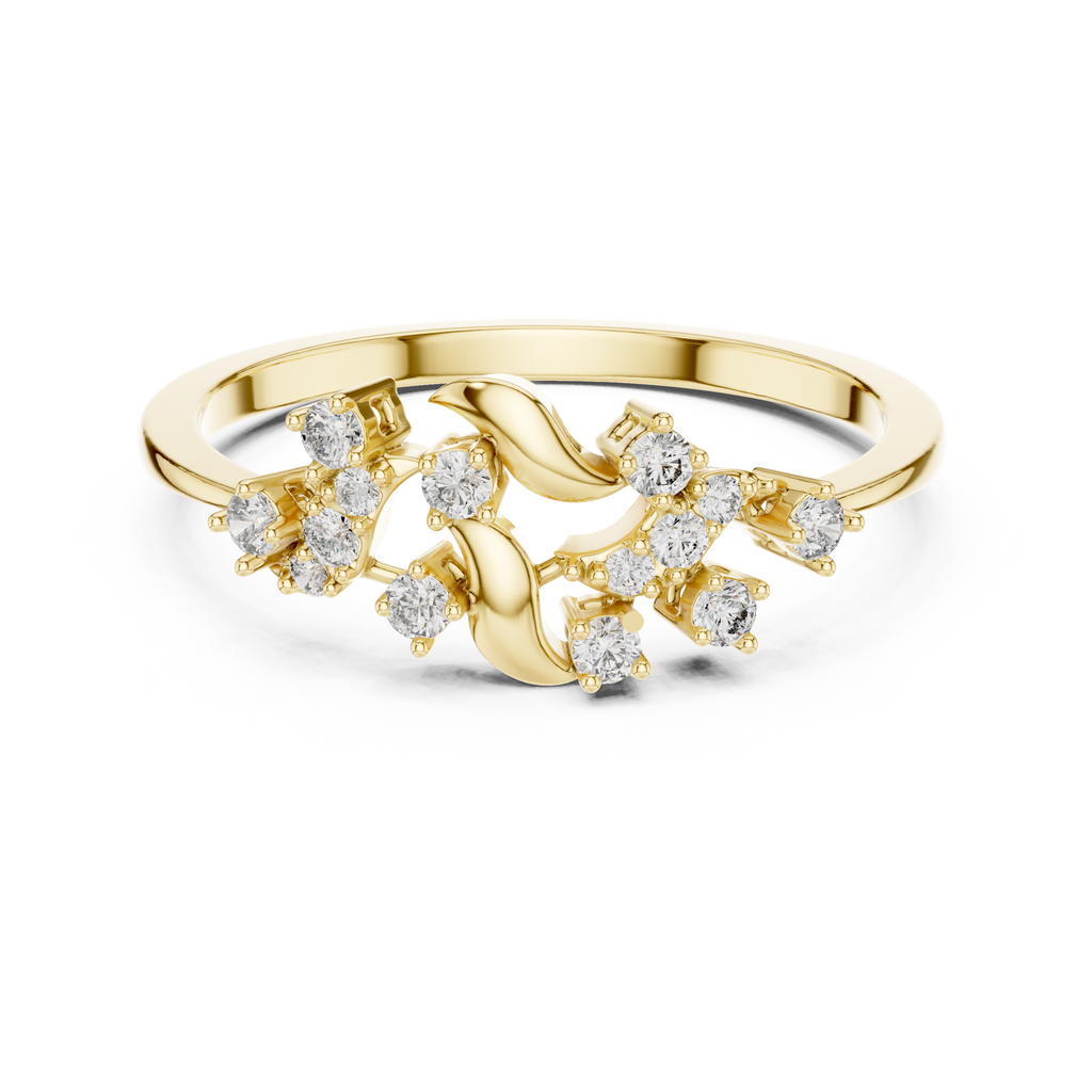 Twigelle Scattered Diamond Leaf Branch Lab Grown Diamond Ring