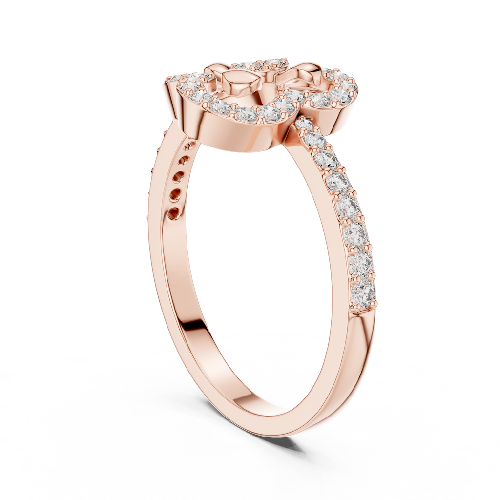 Cloverelle Open Clover Outline Pavé Lab Grown Diamond Ring