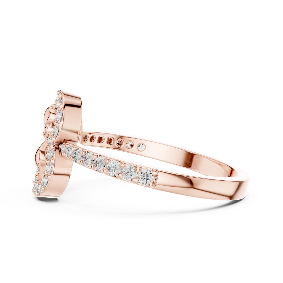 Cloverelle Open Clover Outline Pavé Lab Grown Diamond Ring