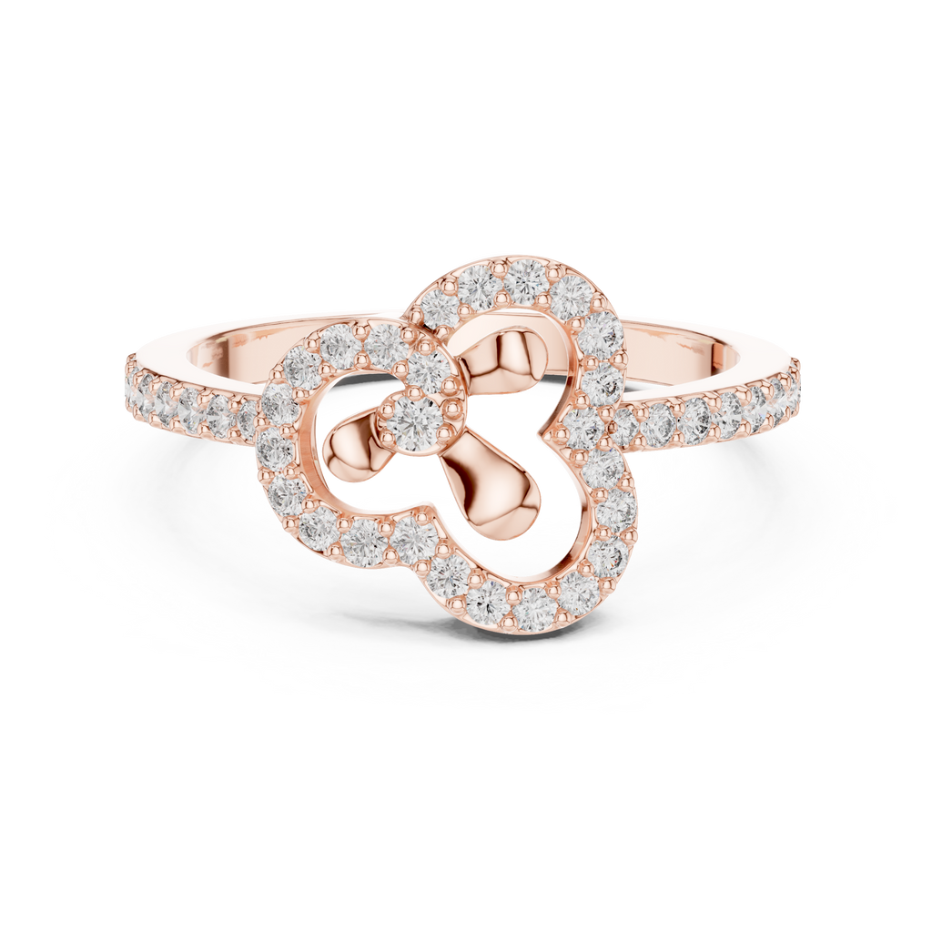 Cloverelle Open Clover Outline Pavé Lab Grown Diamond Ring