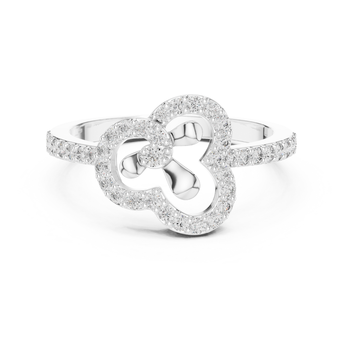 Cloverelle Open Clover Outline Pavé Lab Grown Diamond Ring