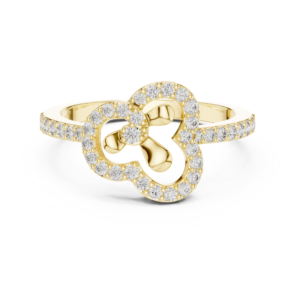 Cloverelle Open Clover Outline Pavé Lab Grown Diamond Ring