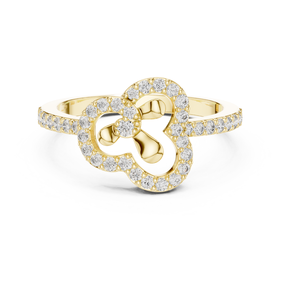 Cloverelle Open Clover Outline Pavé Lab Grown Diamond Ring