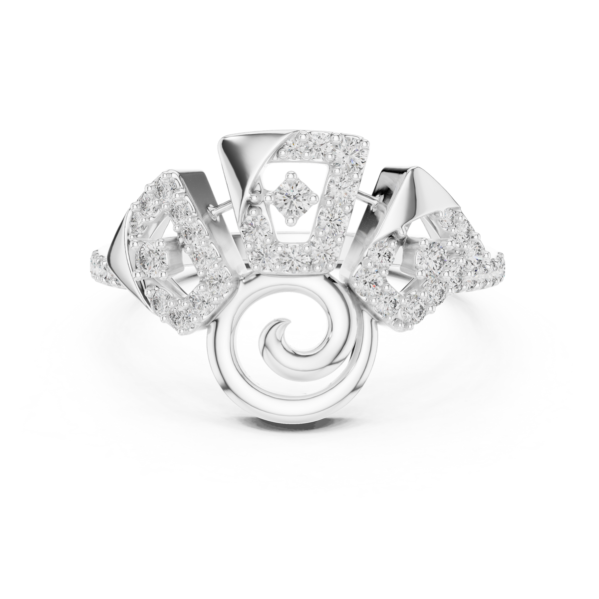 Spirelle Crown Panel Spiral Pavé Lab Grown Diamond Ring
