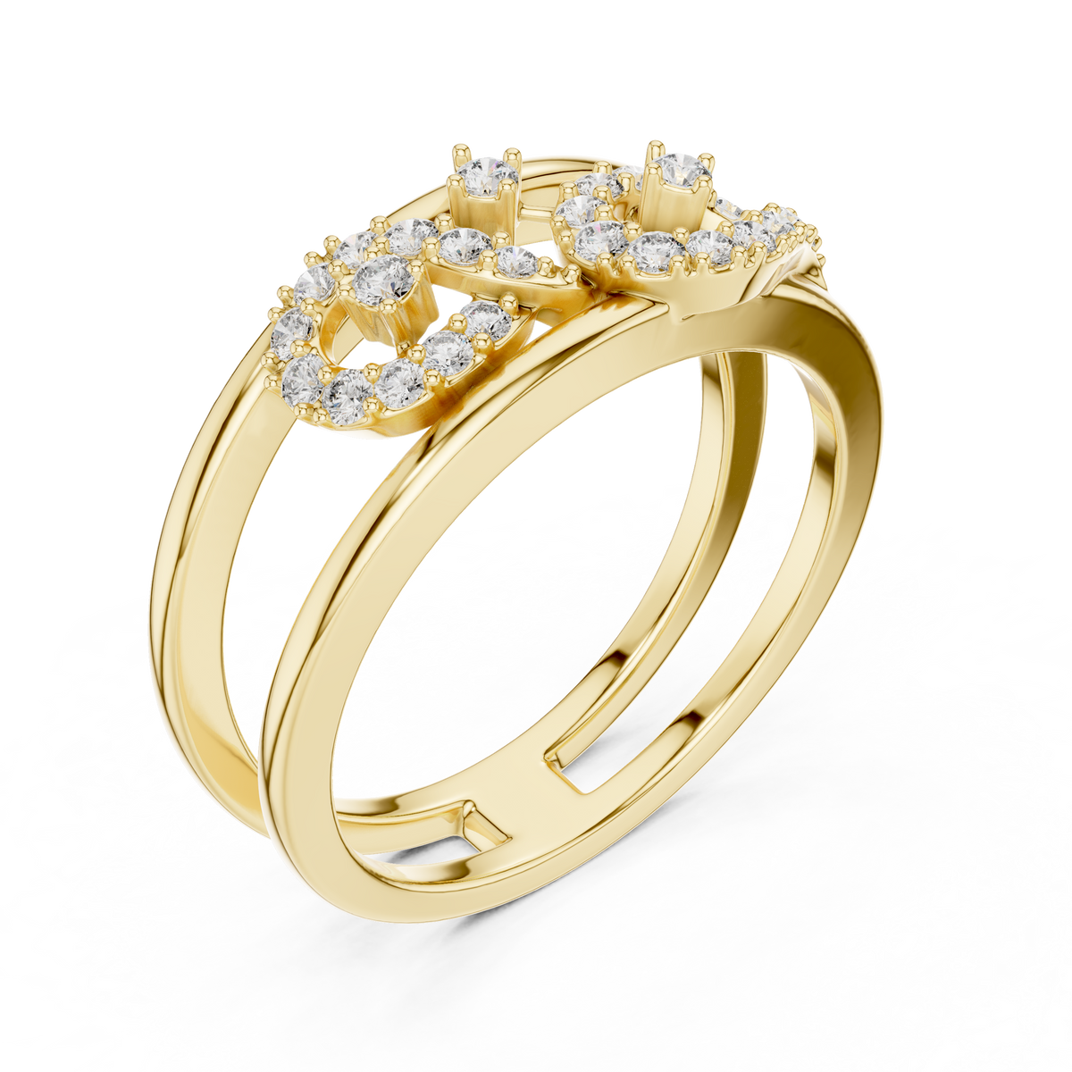Twirelle Twin Swirl Pavé Double Band Lab Grown Diamond Ring