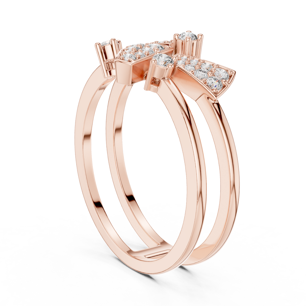 Prismelle Triple Wedge Pavé Double Band Lab Grown Diamond Ring