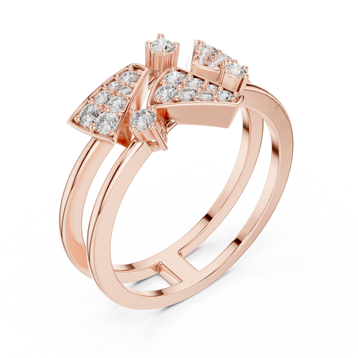 Prismelle Triple Wedge Pavé Double Band Lab Grown Diamond Ring