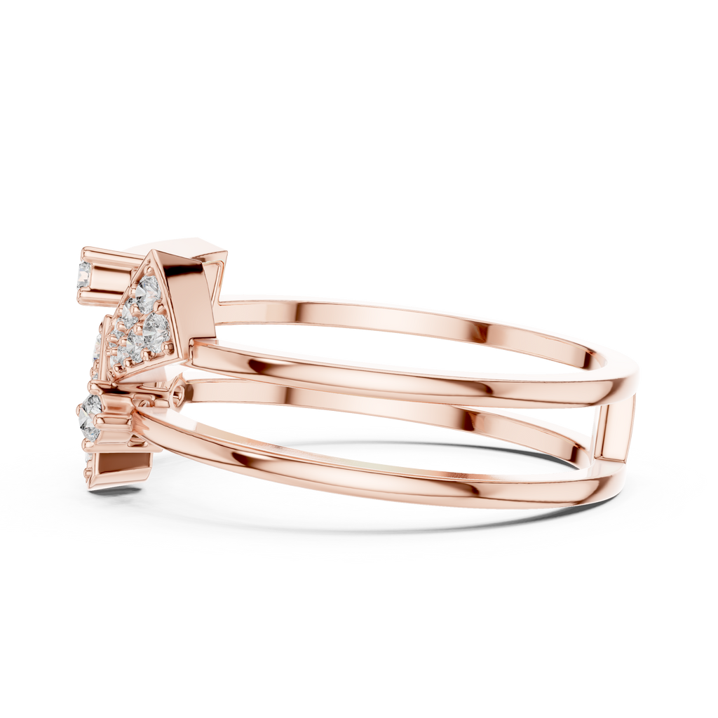 Prismelle Triple Wedge Pavé Double Band Lab Grown Diamond Ring