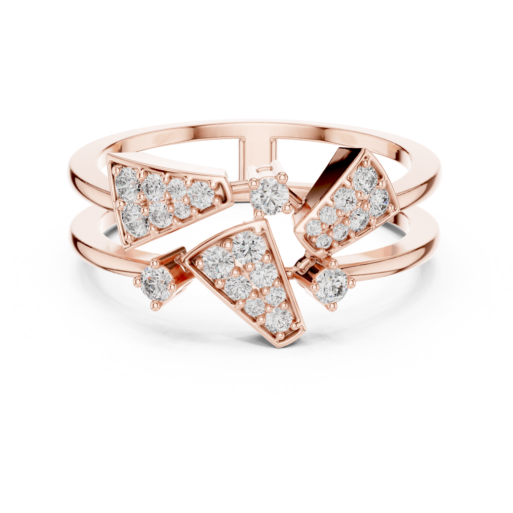 Prismelle Triple Wedge Pavé Double Band Lab Grown Diamond Ring