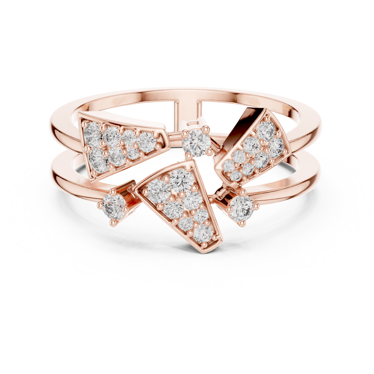 Prismelle Triple Wedge Pavé Double Band Lab Grown Diamond Ring